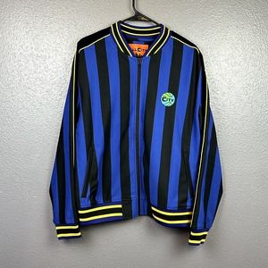 All City By Just Don Striped Track Jacket Velvet Stripe On Sleeve Men's Large